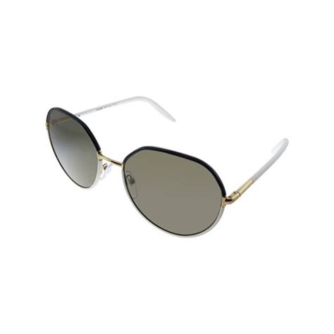 Prada PR 65XS YC45G1 Black/White Metal Round Sunglasses 